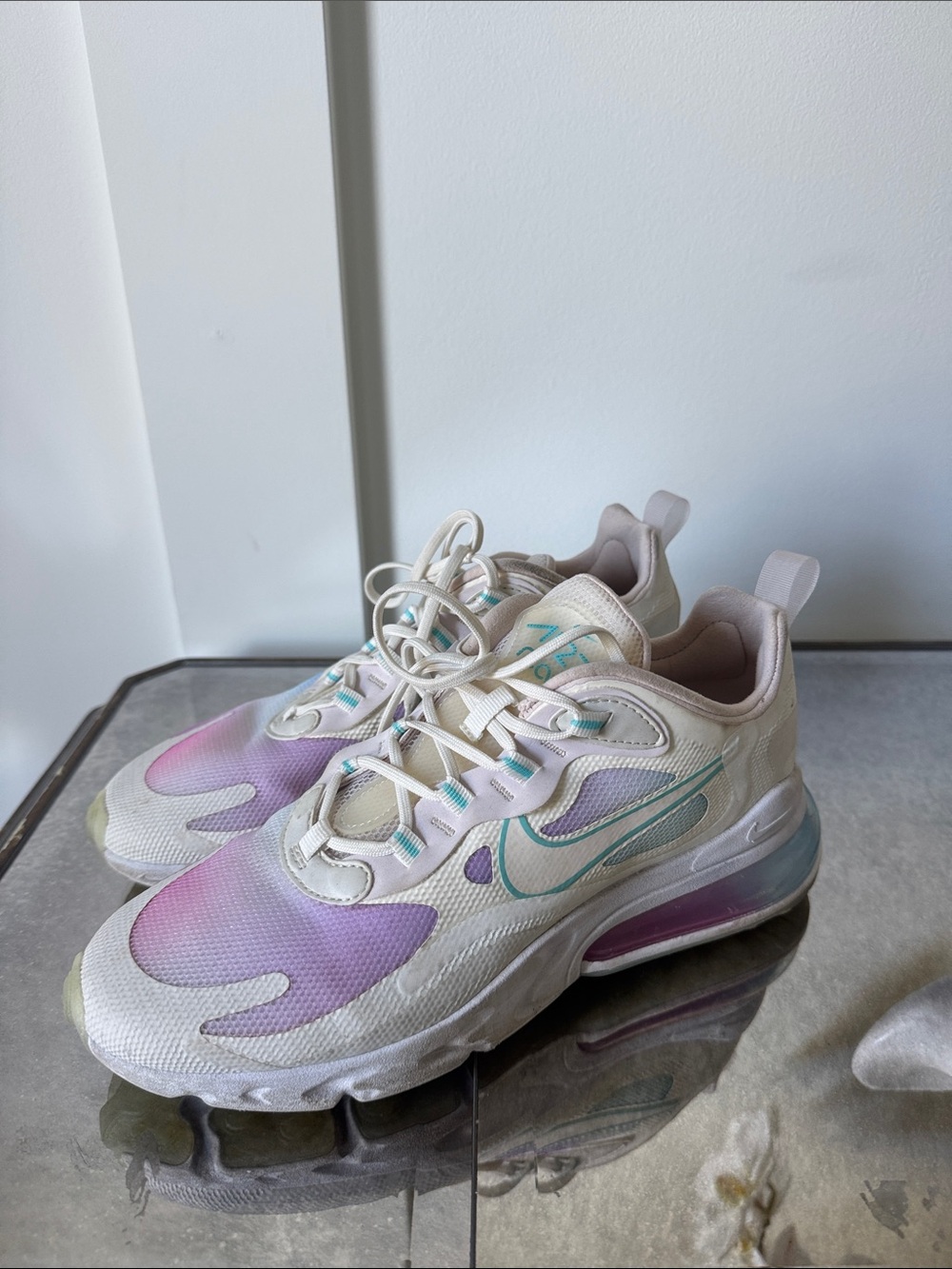 NIKE Airmax 270 React Pastel Gradient Sneakers - White Lavender Teal